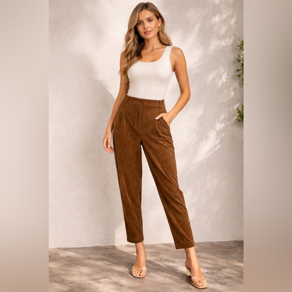 Calvin Klein Ultra Suede Pleated Front Crop Trousers